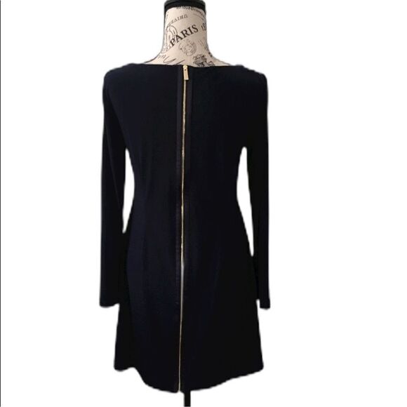 Vince Camuto Navy with Yellow Gold Jewel Neckline Midi Dress 8 - Picture 4 of 6